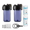 SimPure DB10C Whole House Water Filter Housing(2 Pack) 10 x4.5 Sediment Carbon Cartridge Housing with 2 Pack PP Filter(5Î¼m)