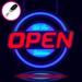 Large Open Sign for Stores - Round Ultra Bright LED Open Neon Sign for Business w/ Key Fob Remote Control - Animated Flashing LED Open Signs Shop Light ( 21 x 19 Circle Red & Blue )