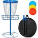 Topeakmart 24-Chain Portable Disc Golf Basket with 3 Discs and Carrying Bag Blue