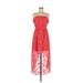 Trixxi Casual Dress - High/Low: Red Print Dresses - Women's Size Medium