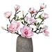 Boluotou 3PCS Artificial Magnolia Stems Fake Real Touch Pink Flowers Magnolia Bouquet Silk Long Stem Magnolia Flowers for Home Office Wedding Table Store Floral Arrangements