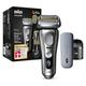 Braun Series 9 Pro Premium Rasierer Herren mit 4+1 Scherkopf, Elektrorasierer & ProLift Trimmer, PowerCase, 5-in-1 Reinigungsstation, 60 Min. Laufzeit, Wet&Dry, 9497cc, silber