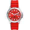 Fossil Herrenuhr Edelstahl rot Herren