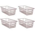 SANNO Refrigerator Freezer Baskets Wire Storage Baskets Bin Organizer Food,Kitchen, Basket Organizers Bins for Home, Bathroom, Closet Organization, White,Set of 4 Brown