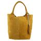 Girly Handbags Womens Open Top Real Italian Suede Shoulder Bag - Tan