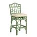 Braxton Culler Chippendale 30" Bar Stool Upholstered/Wicker/Rattan in Green/Gray/Blue | 46 H x 20 W x 24 D in | Wayfair 970-003/0212-61/CELERY