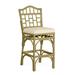 Braxton Culler Chippendale 30" Bar Stool Upholstered/Wicker/Rattan in Green/Gray/Blue | 46 H x 20 W x 24 D in | Wayfair 970-003/0596-65/BRASS