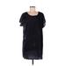 Chelsea & Theodore Casual Dress - Shift Scoop Neck Short sleeves: Silver Print Dresses - Women's Size Medium