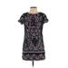 Abercrombie & Fitch Casual Dress - Shift Crew Neck Short sleeves: Blue Paisley Dresses - Women's Size X-Small Petite - Print Wash