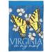 East Urban Home Virginia on My Mind 2-Sided Polyester 42 x 29 in. House Flag in Blue/White/Yellow | 42 H x 29 W in | Wayfair