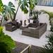 Latitude Run® 6 Piece Rattan Complete Patio Set w/ Cushions Synthetic Wicker/All - Weather Wicker/Wicker/Rattan in Gray | Wayfair