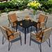 Corrigan Studio® Burslem Square 4 - Person 31.5" Long Outdoor Dining Set w/ Cushions Wood/Plastic in Black/Brown | 31.5 W x 31.5 D in | Wayfair