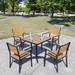 Hokku Designs Andreias Square 4 Person 27.56" Aluminum Outdoor Dining Set Wood/Plastic/Metal in Black/Brown | 27.56 W x 27.56 D in | Wayfair