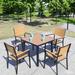 Hokku Designs Truluck Square 4 Person 27.56" Aluminum Outdoor Dining Set Wood/Plastic/Metal in Black/Brown | 27.56 W x 27.56 D in | Wayfair