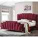 Everly Quinn Magalyn 86.5" Depth Flannelette Upholste Eastern King Bed Upholste/Polyester in Red | 49.75 H x 77.38 W x 91.25 D in | Wayfair
