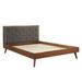 62.75” Brown and Gray Queen Size Bed Frame with Upholstered Headboard