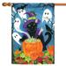 Trouble Brewing Witch Cat Halloween Outdoor House Flag 40" x 28"