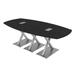 8' Arc Boat Shaped Conference Table with X Bases Data And Electric