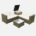 4 Piece Patio Wicker Rattan Furniture Sectional Sofa Set with Storage Box-Grey