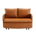 Sleeper Sofa Bed, Velvet Loveseat Couch with Pull Out Bed with Headboard, 2 Pillows & Side Pockets for Living Room