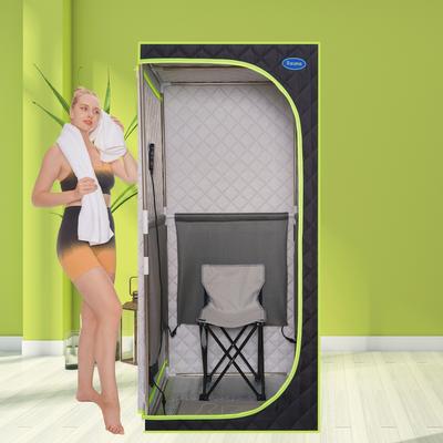 Portable Plus Type Full Size Black Infrared Sauna Tent with Heating Foot Pad and Chair