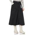 Love Moschino Damen Canvas midi skirt with patch pockets, Schwarz, 38 EU