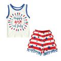 Holiday Savings Deals! Kukoosong 4th of July Kids Clothes Toddler Baby Girl Clothes Baby Girls Independence Day Fashion Stripe Star Print Short Sleeve Shorts Pants Suit White 1-2 Years
