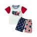 TAIAOJING Toddler Baby Boy Summer Clothes Short Sleeve Independence Day 4th Of July USA Letter Prints T Shirt Tops Shorts Child Kids Daily Wear Outfit 18-24 Months