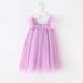 SDJMa Girls and Toddler s dress Cute Flutter-Sleeve Halter Dress Mesh Camisloe Dress Fashion Ruffler Bandeau for 6Months-5Years old girls Purple