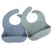 Silicone Bibs for Babies Boy Waterproof Baby Feeding Bibs with Food Catcher Pocket Adjustable Silicon Bibs for Toddlers (Grayish Blue/Sage)