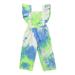 Rovga Kids Girls Baby Toddler Bodysuits Summer Short Sleeve Jumpsuit Clothes Camo Tie Dye Print Flying Sleeve Trousers Middle Children S Onesie