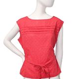 Lands End Women s Size 12 Petite Short Sleeve Tie Front Shirt Washed Red