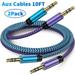 Aux Jack Cables 10ft 2Pack FiveBox Aux Cord for iPhone Adapter 3.5mm Male to Male Stereo Jack Cables Audio Video Auxiliary Input Adapters Aux Cable Cords for Car Headphones(Blue+Purple)