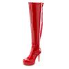 Overkneestiefel "High-Heel-Stiefelette mit Plateau", Damen, Gr. 36, rot, Obermaterial: 100% Lederimitat. Futter: 100% Textilmaterial. Decksohle: 100% Lederimitat. Laufsohle: 100% Synthetik, LASCANA BELLE AFFAIRE, sexy, Schuhe Reißverschlussstiefel...