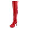 Overkneestiefel "High-Heel-Stiefelette mit Plateau", Damen, Gr. 41, rot, Obermaterial: 100% Lederimitat. Futter: 100% Textilmaterial. Decksohle: 100% Lederimitat. Laufsohle: 100% Synthetik, LASCANA BELLE AFFAIRE, sexy, Schuhe Reißverschlussstiefel...