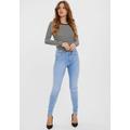 Skinny-fit-Jeans VERO MODA "VMLUX MR SLIM JEANS RI371" Gr. L, Länge 32, blau (light blue denim) Damen Jeans 5-Pocket-Jeans Röhrenjeans