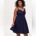 Torrid Dresses | Mini Poplin Tie-Front Skater Dress Torrid Plus Size Navy Blue | Color: Blue | Size: 4x