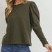 Anthropologie Tops | Anthropologie Paper Crane Olive Bishop Sleeve French Terry Sweatshirt Size Small | Color: Green | Size: S