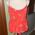 American Eagle Outfitters Tops | American Eagle Floral Drape Neck Crop Skirt Tank Top | Color: Pink/Red | Size: M