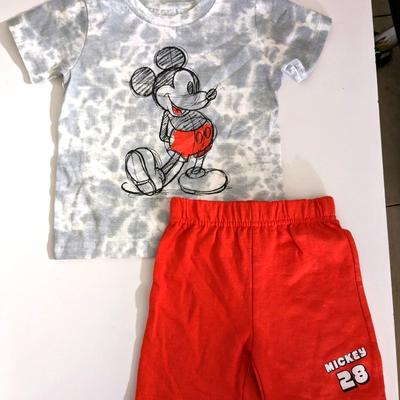 Disney Matching Sets | Disney Mickey Mouse Boy Set Summer Clothes Outfit Birthday Twins | Color: Gray/Red | Size: Various