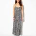 American Eagle Outfitters Dresses | American Eagle Floral Button Down Maxi Dress Size Medium Lace Up Back Front Slit | Color: Gray | Size: M