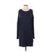 Express Casual Dress - Shift Scoop Neck Long sleeves: Blue Dresses - Women's Size Small