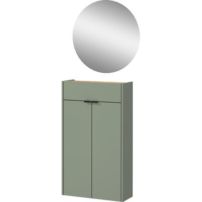 Garderoben-Set GERMANIA "Ameca", grün, B:56cm H:200cm T:22cm, Kastenmöbel-Sets, Mehrzweckschrank und Spiegel, geringe Tiefe, ideal für schmale Flure Image