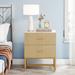 Everly Quinn Iron Nightstand w/ 2-Drawer Wood/Metal in Yellow | 25.6 H x 19.7 W x 15.8 D in | Wayfair F04B6B2349294B67865756BB343E1666