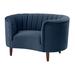 Barrel Chair - Everly Quinn 51.5" W Tufted Velvet Barrel Chair Wood/Velvet in Blue | 31.5 H x 51.5 W x 33.4 D in | Wayfair