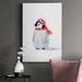 The Holiday Aisle® Penguin Play II Premium Gallery Wrapped Canvas - Ready To Hang Canvas, in Black/Gray/Red | 27 H x 18 W x 1 D in | Wayfair