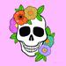 Trinx Hayan Day Of The Dead Skull Glam - Wrapped Canvas Print Canvas in Green/Pink/White | 20 H x 20 W x 1.25 D in | Wayfair