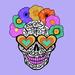 Trinx Harigovind Day Of The Dead Skull Crown - Print Canvas in Green/Indigo/Orange | 12 H x 12 W x 1.25 D in | Wayfair