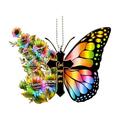 Butterfly Cross Pendant Car Pendant Creative Simulation Colorful Decoration Art Rainbow N4J6