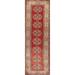 Tabriz Persian Vintage Runner Rug Handmade Geometric Red Wool Carpet - 3'6"x 12'9"